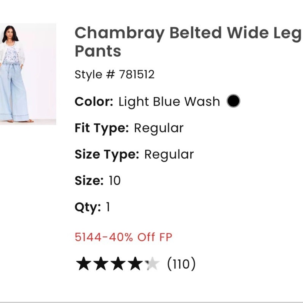 LOFT belted high rise wide leg Jeans - Picture 2 of 5